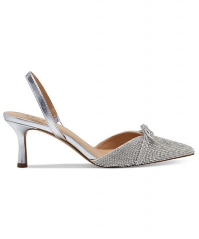 Women's Gelsey Slingback Kitten-Heel Pumps Gray $52.56 Shoes