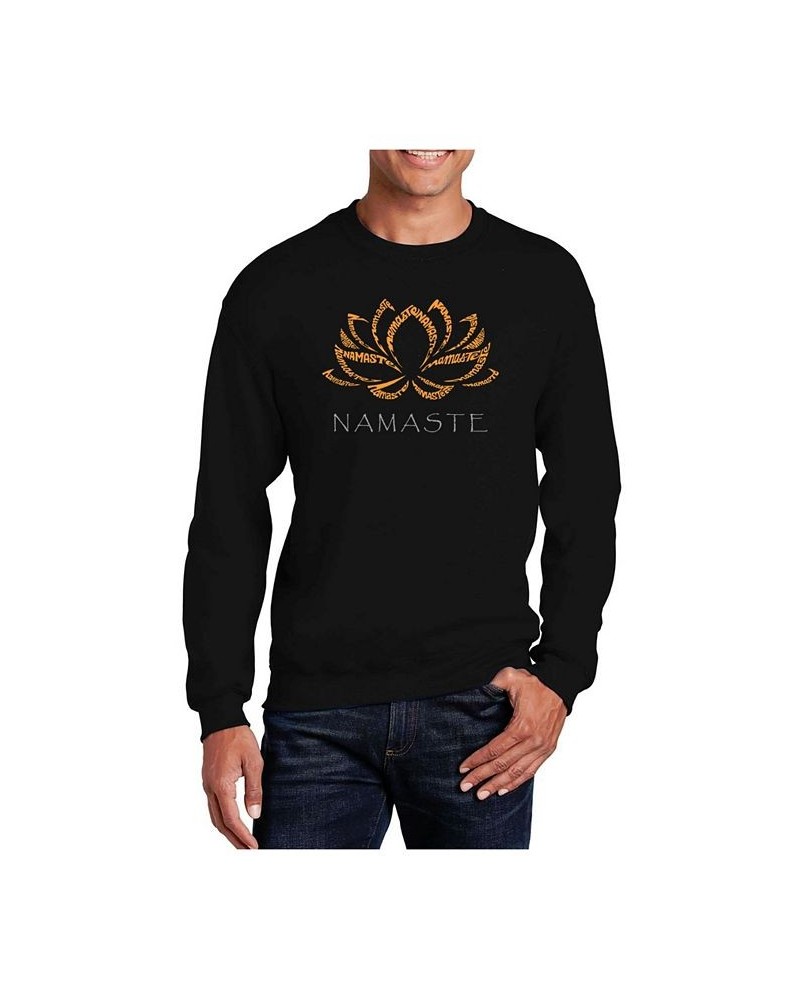 Men's Word Art Namaste Crewneck Sweatshirt Black $25.49 Sweatshirt