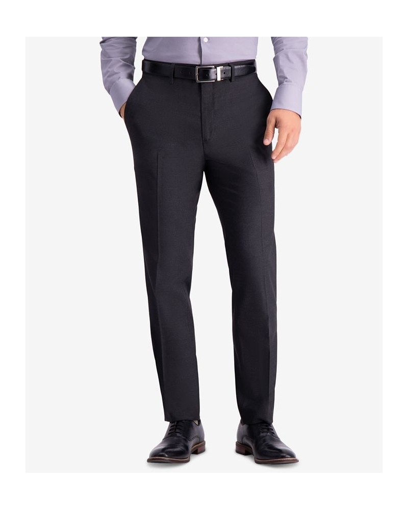 Men's Slim-Fit Stretch Premium Textured Weave Dress Pants Gray $24.95 Pants