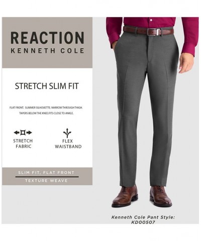 Men's Slim-Fit Stretch Premium Textured Weave Dress Pants Gray $24.95 Pants