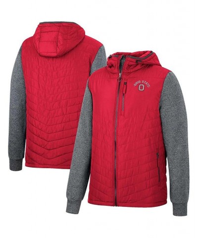 Men's Scarlet Ohio State Buckeyes Course Herringbone Full-Zip Hoodie $47.50 Jackets