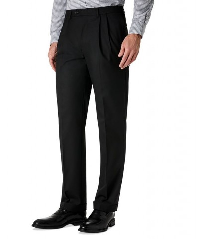 Men's Classic-Fit Solid Pleated Dress Pants Black $23.10 Pants