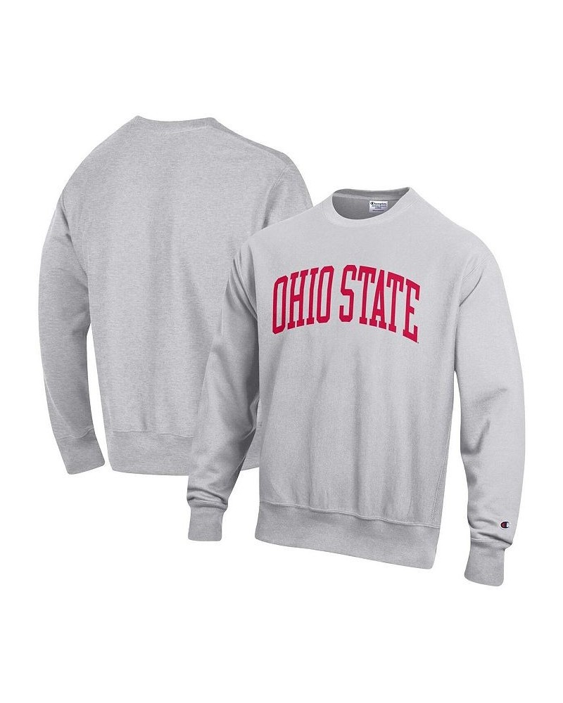 Men's Heathered Gray Ohio State Buckeyes Arch Reverse Weave Pullover Sweatshirt $37.40 Sweatshirt