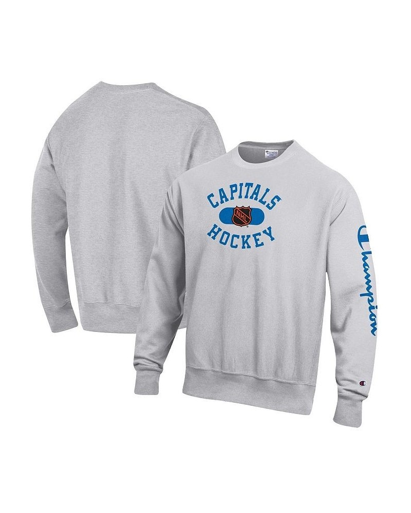 Men's Heathered Gray Washington Capitals Reverse Weave Pullover Sweatshirt $44.19 Sweatshirt