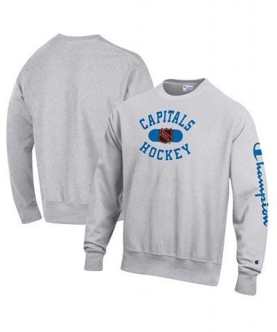 Men's Heathered Gray Washington Capitals Reverse Weave Pullover Sweatshirt $44.19 Sweatshirt