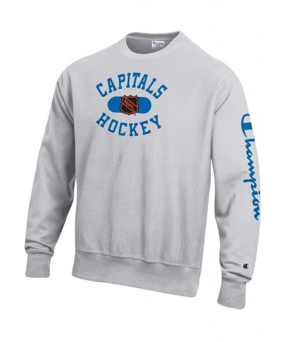 Men's Heathered Gray Washington Capitals Reverse Weave Pullover Sweatshirt $44.19 Sweatshirt