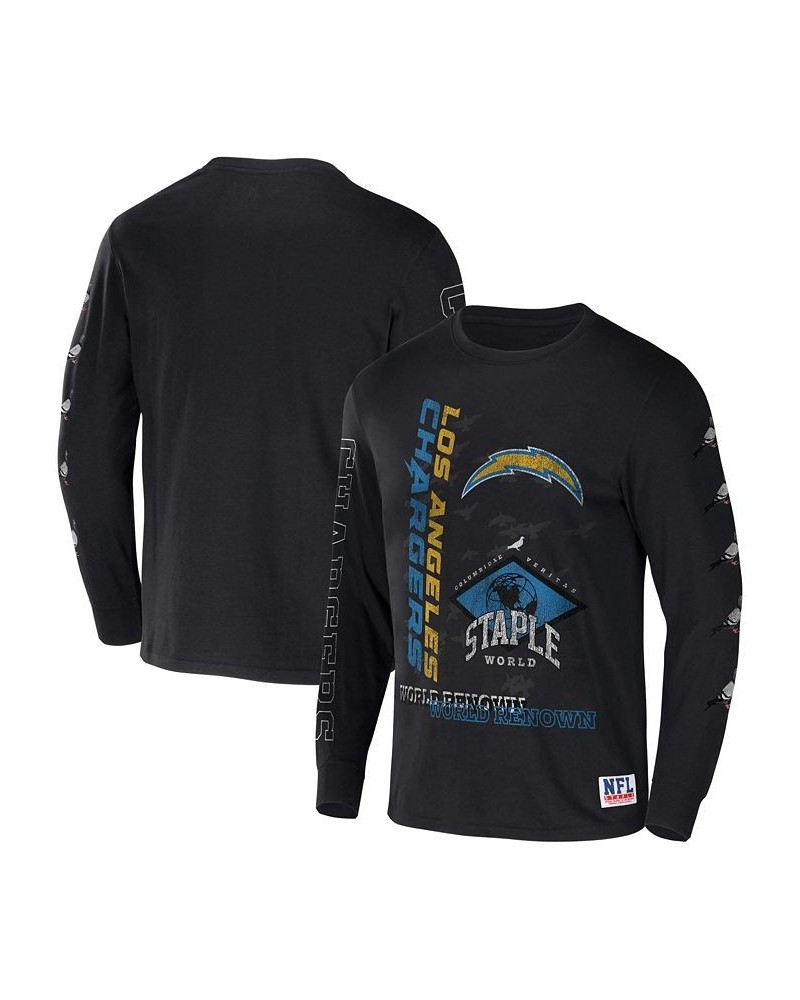 Men's NFL X Staple Black Los Angeles Chargers World Renowned Long Sleeve T-shirt $25.79 T-Shirts