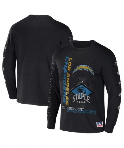 Men's NFL X Staple Black Los Angeles Chargers World Renowned Long Sleeve T-shirt $25.79 T-Shirts