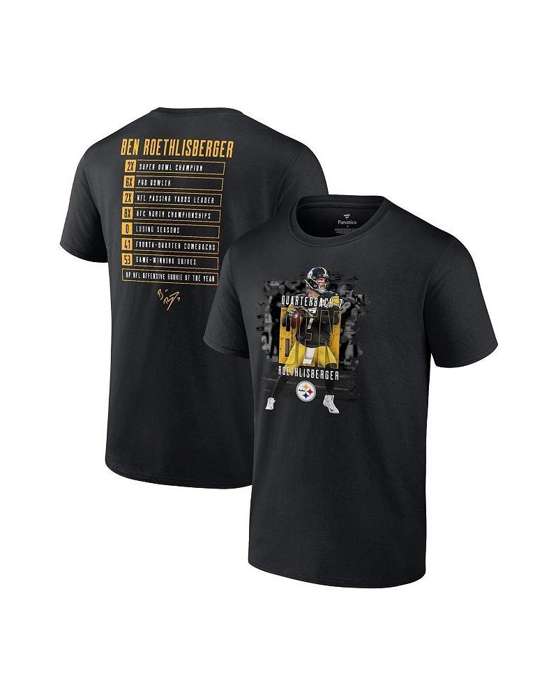 Men's Branded Ben Roethlisberger Black Pittsburgh Steelers Career Stats T-shirt $19.03 T-Shirts