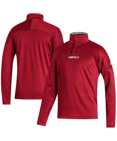 Men's Red Louisville Cardinals AEROREADY Knit Quarter-Snap Jacket $42.50 Jackets