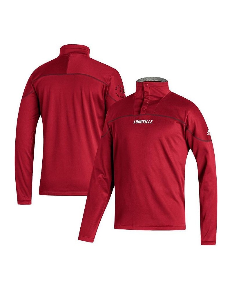 Men's Red Louisville Cardinals AEROREADY Knit Quarter-Snap Jacket $42.50 Jackets