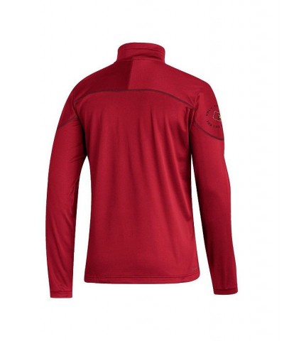 Men's Red Louisville Cardinals AEROREADY Knit Quarter-Snap Jacket $42.50 Jackets