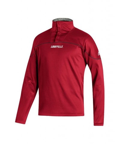 Men's Red Louisville Cardinals AEROREADY Knit Quarter-Snap Jacket $42.50 Jackets