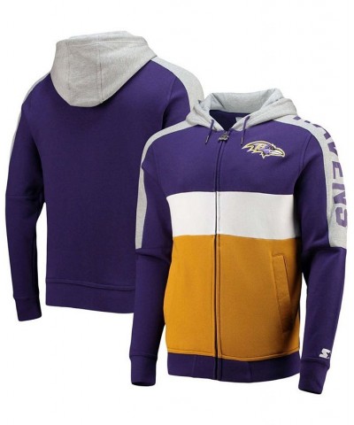 Men's Purple, Gold-Tone Baltimore Ravens Playoffs Color Block Full-Zip Hoodie $36.39 Sweatshirt