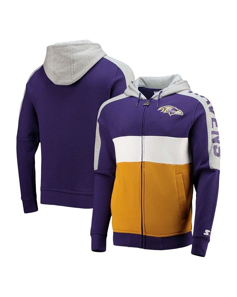 Men's Purple, Gold-Tone Baltimore Ravens Playoffs Color Block Full-Zip Hoodie $36.39 Sweatshirt