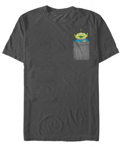 Men's Alien Faux Pocket Short Sleeve Crew T-shirt Gray $15.05 T-Shirts