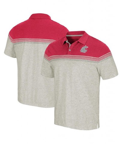 Men's Oatmeal, Crimson Washington State Cougars Hill Valley Polo Shirt $28.49 Polo Shirts