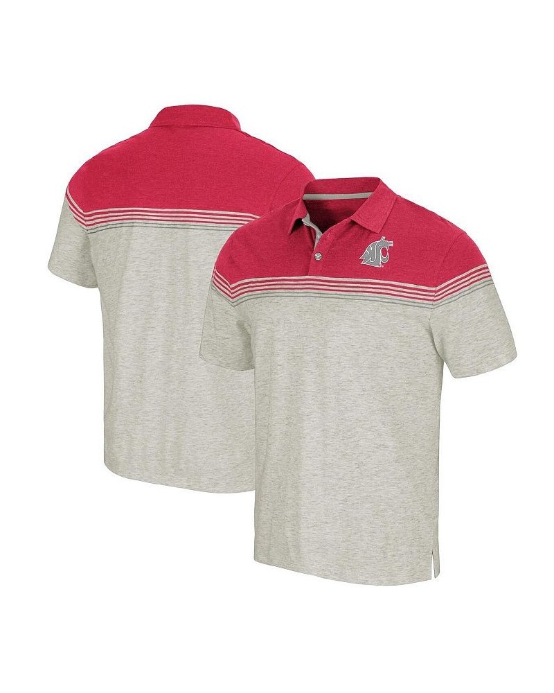 Men's Oatmeal, Crimson Washington State Cougars Hill Valley Polo Shirt $28.49 Polo Shirts