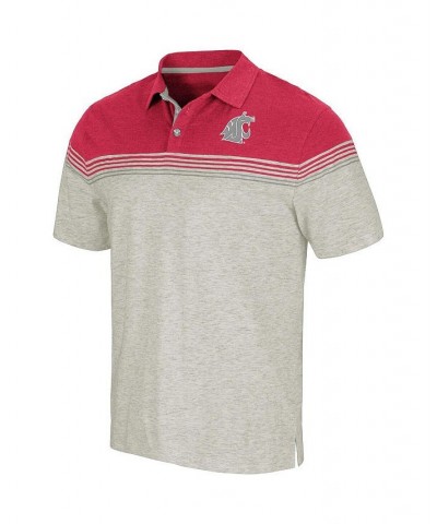 Men's Oatmeal, Crimson Washington State Cougars Hill Valley Polo Shirt $28.49 Polo Shirts