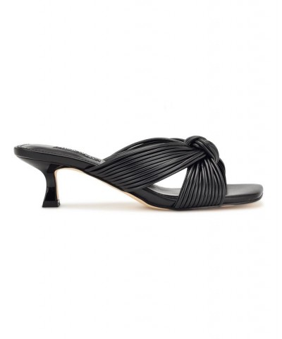 Women's Dafidil Kitten Heeled Strappy Sandals Black $44.55 Shoes