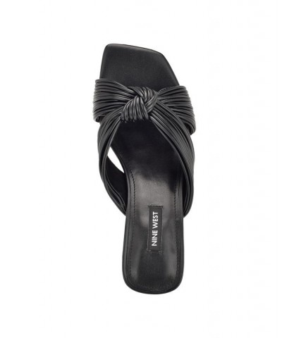 Women's Dafidil Kitten Heeled Strappy Sandals Black $44.55 Shoes