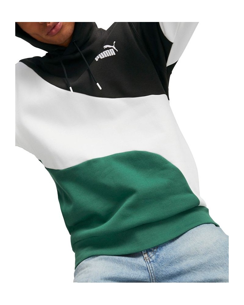 Men's Power Cat Colorblocked Logo-Print Fleece Hoodie Green $31.14 Sweatshirt