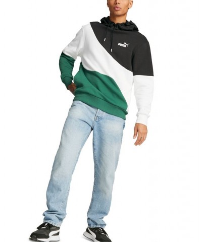 Men's Power Cat Colorblocked Logo-Print Fleece Hoodie Green $31.14 Sweatshirt