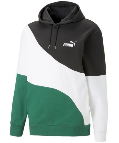 Men's Power Cat Colorblocked Logo-Print Fleece Hoodie Green $31.14 Sweatshirt